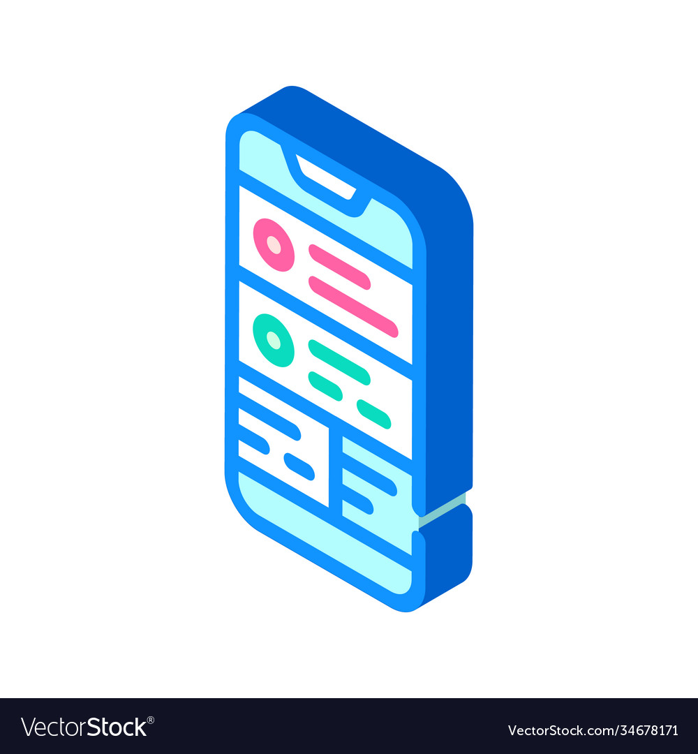 Checking notifications on smartphone isometric