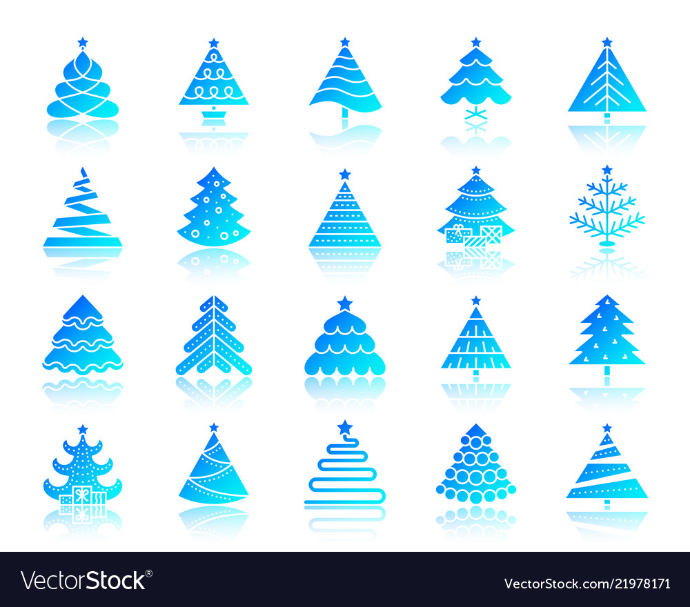 Christmas tree simple gradient icons set