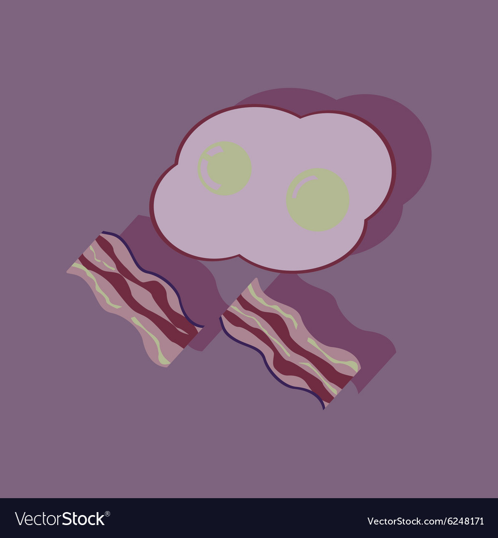 Flat with shadow icon scrambled eggs and bacon