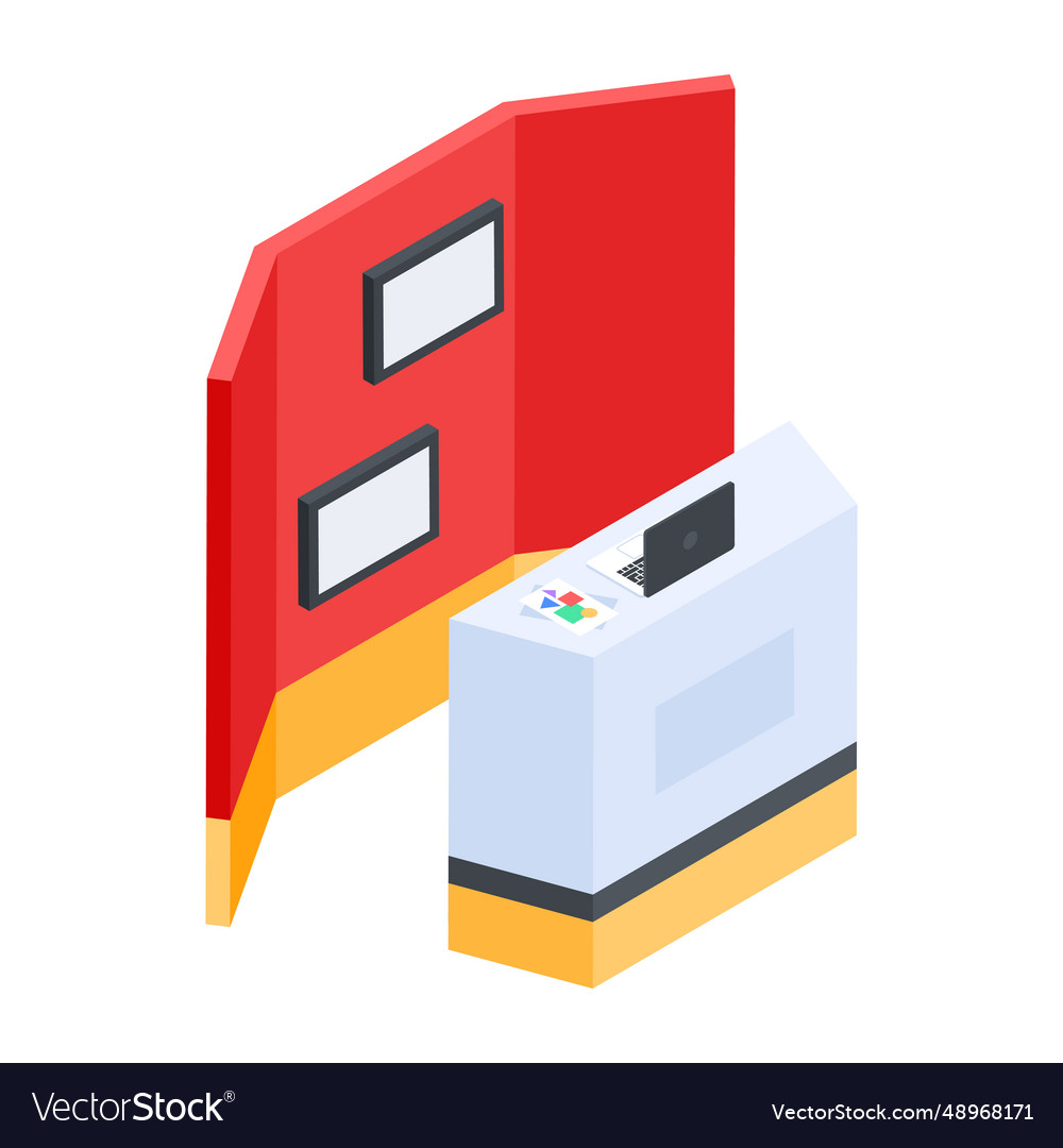 Get this isometric icon of exhibition booth Vector Image