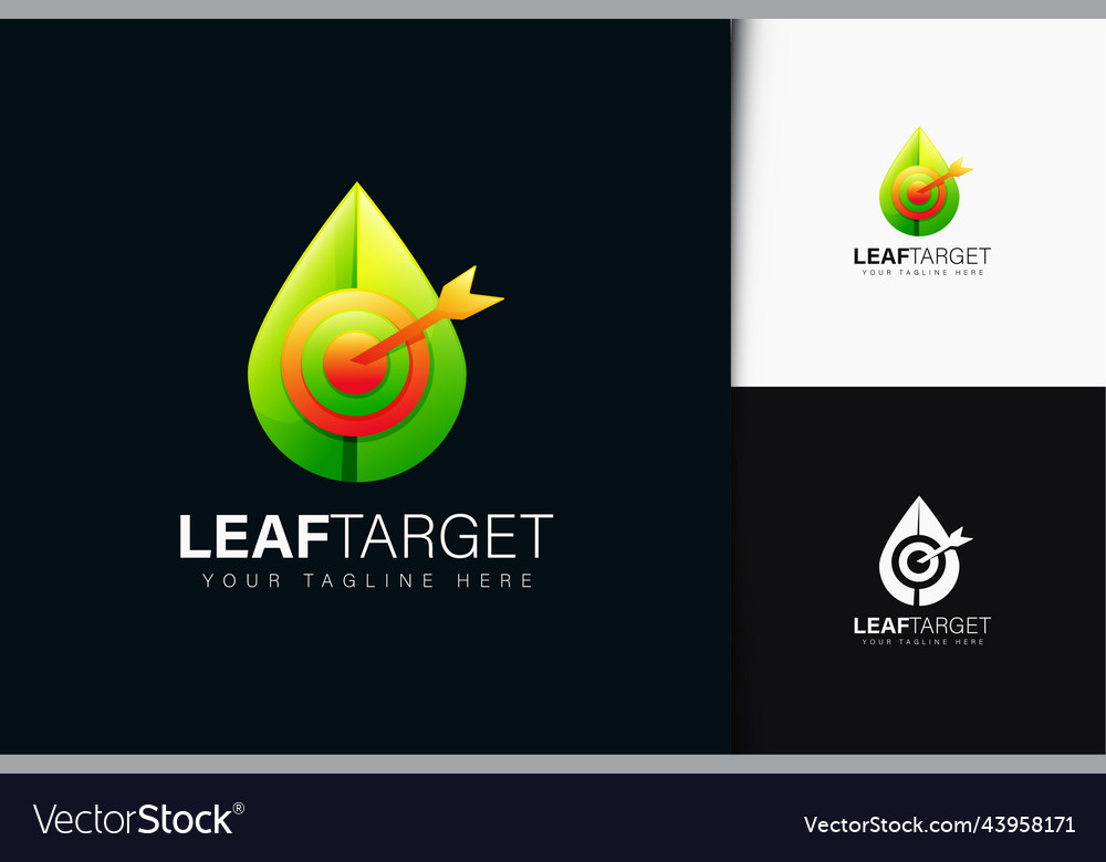 Leaf target logo design with gradient vector image Leaf target logo design with gradient