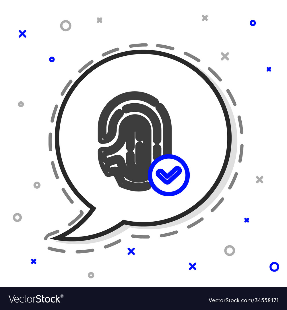 Line fingerprint with check mark icon isolated Vector Image Line fingerprint with check mark icon isolated