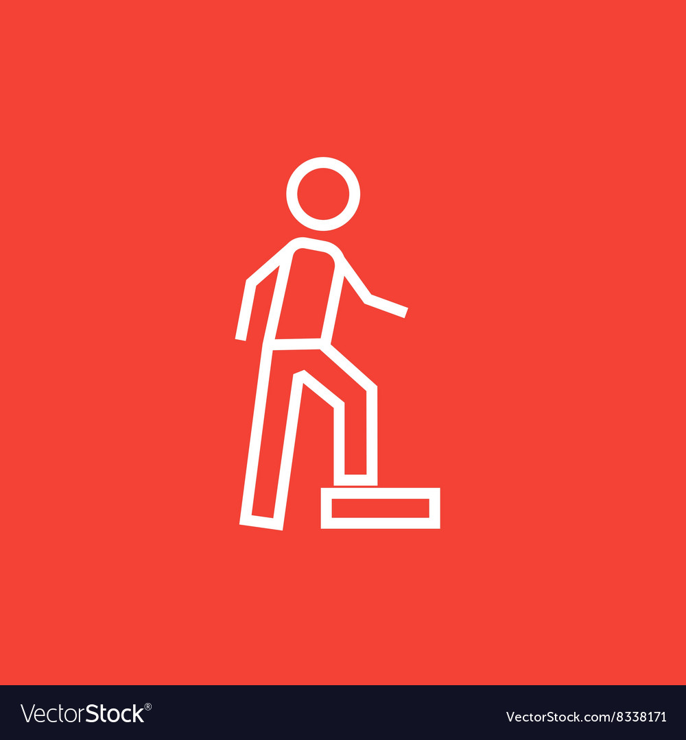 Man doing step exercise line icon