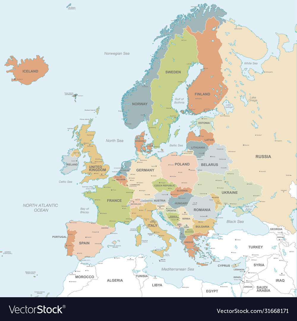 Map europe Royalty Free Vector Image - VectorStock