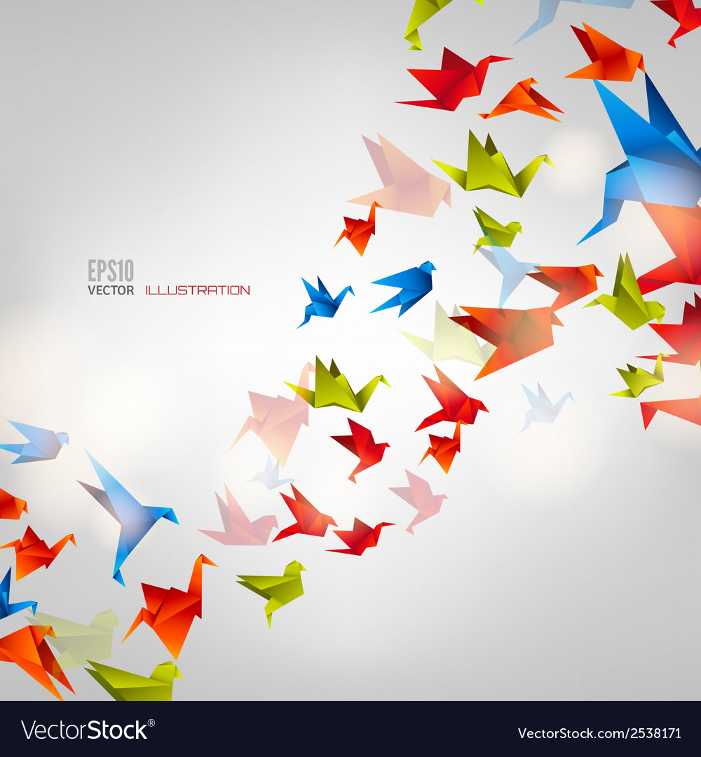 Origami paper bird on abstract background Vector Image