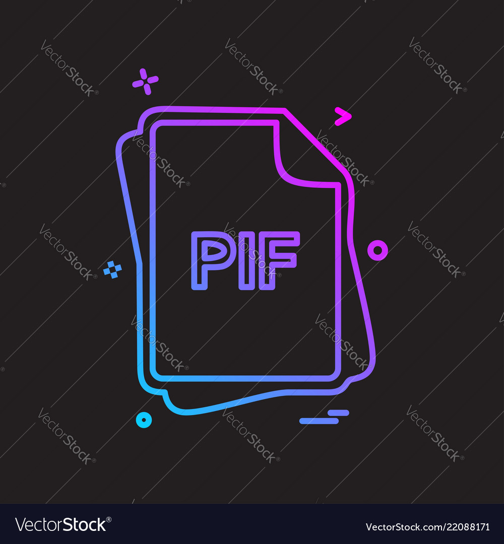 Pif file type icon design vector image Pif file type icon design