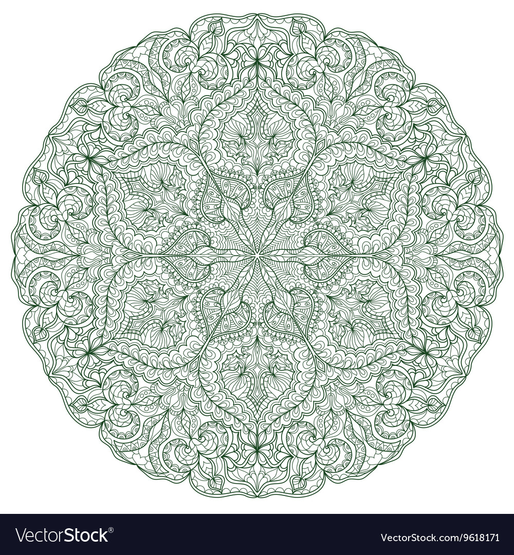 Round mandala with hand-drawn decorative elements