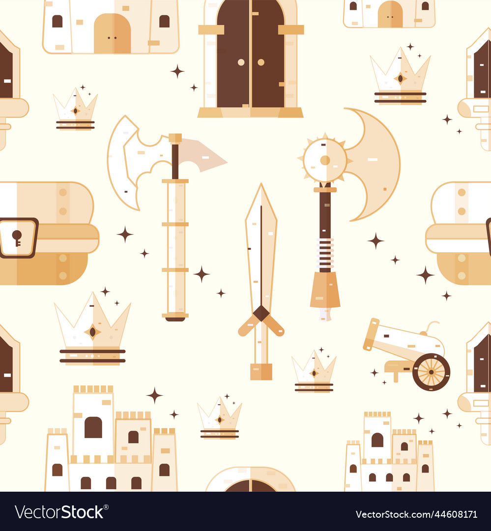 Seamless pattern background with medieval weapon