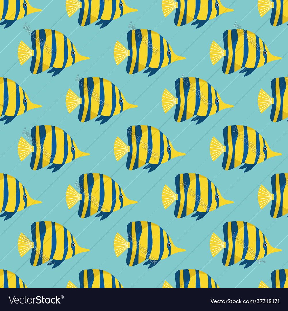 Seamless pattern with fish creative design element
