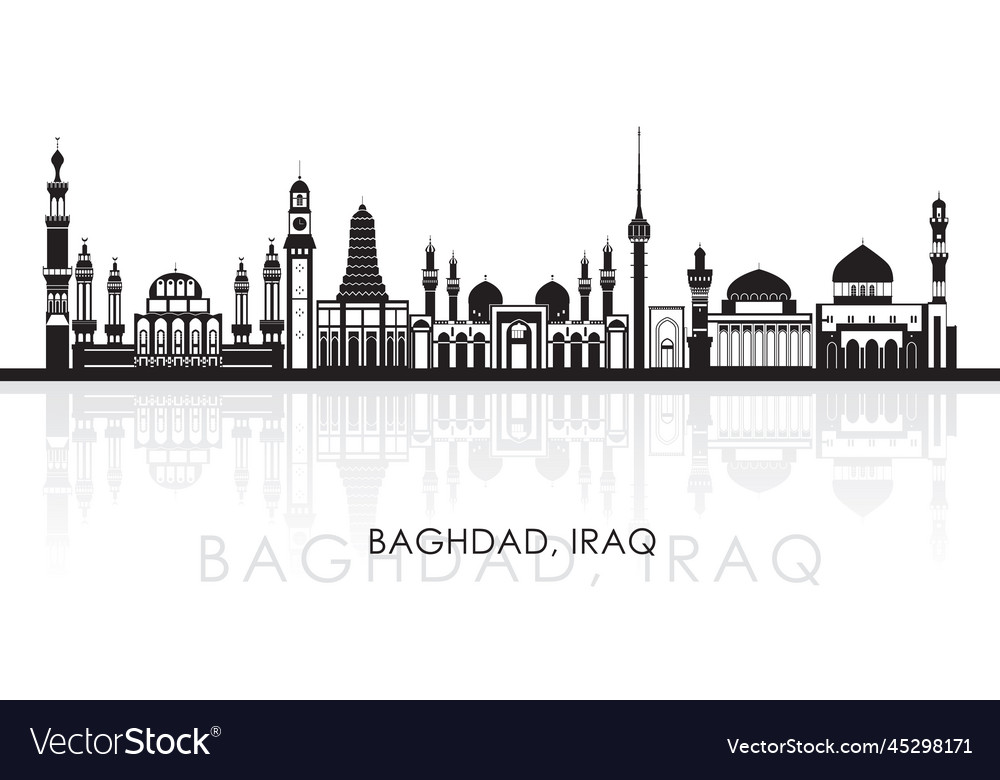 Silhouette Skyline Panorama Of City Of Baghdad Vector Image