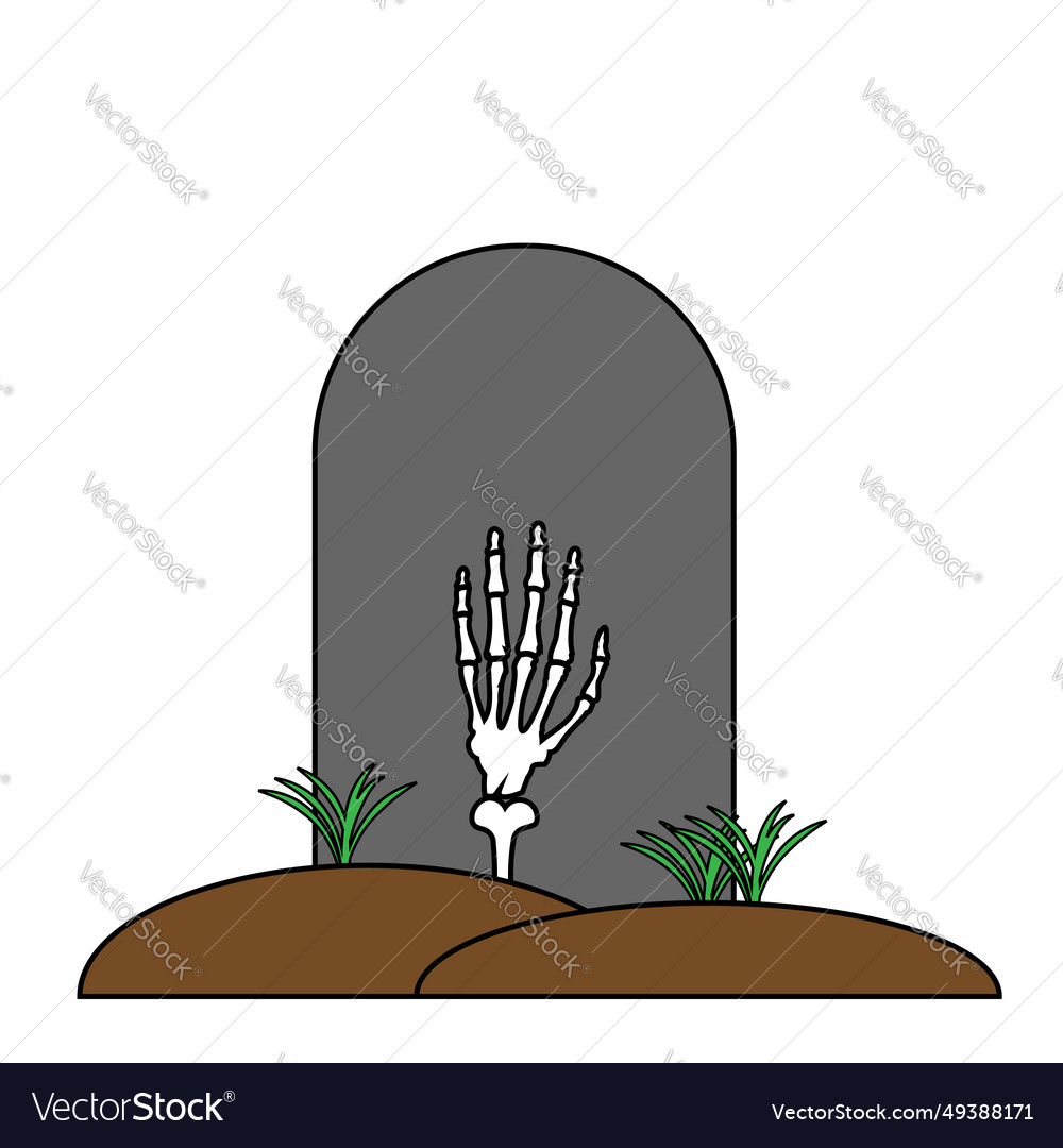 Simple of grave icon with bone hand concept