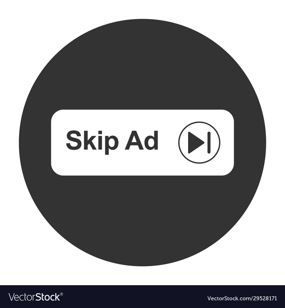 Skip ad button web icon isolated on white vector image Skip ad button web icon isolated on white