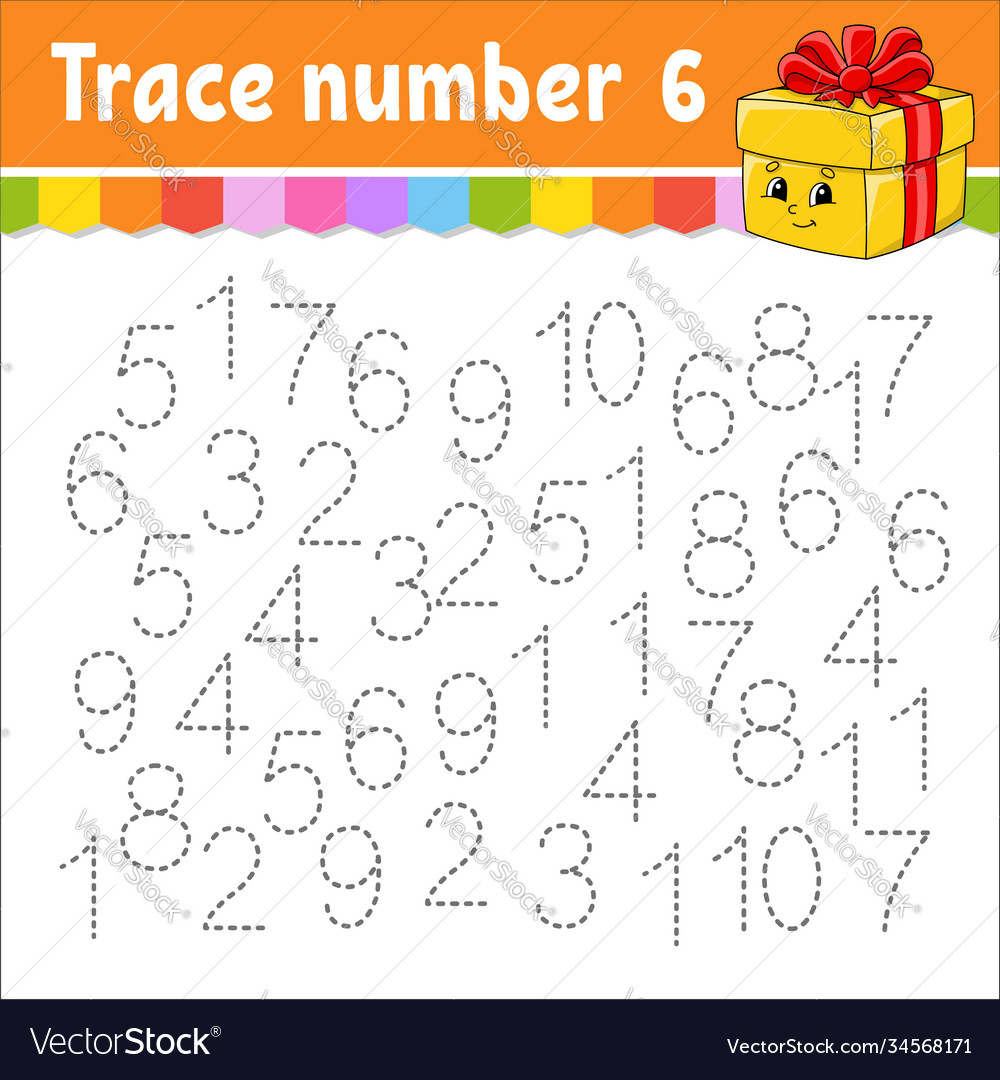 Trace number handwriting practice learning vector image Trace number handwriting practice learning