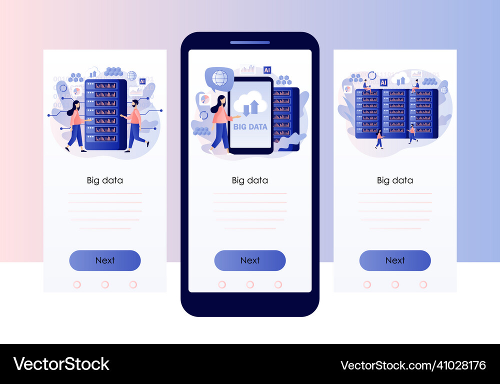 Big data concept data analysis tiny people data Vector Image