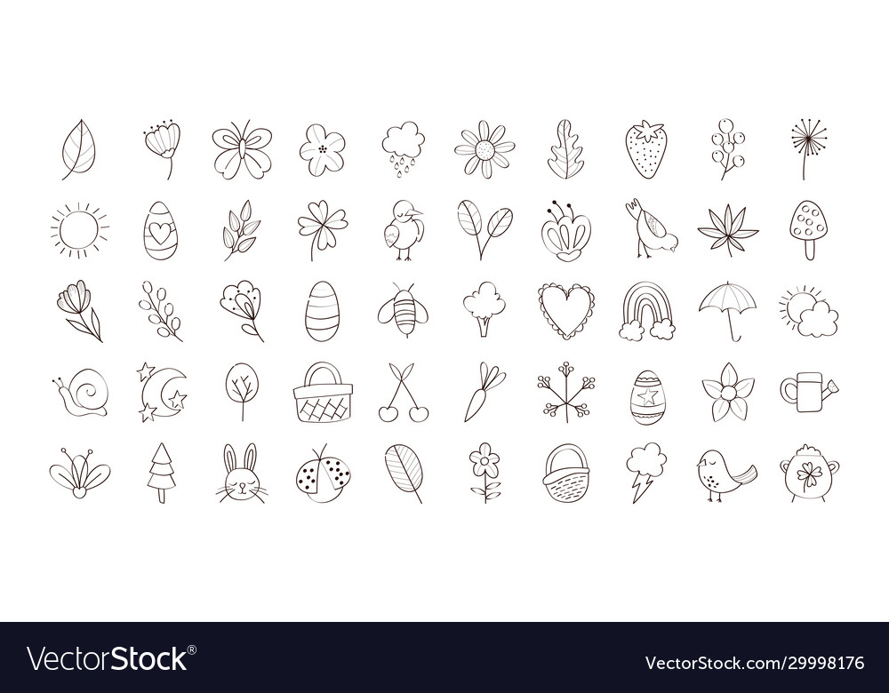 Bundle spring set line icons