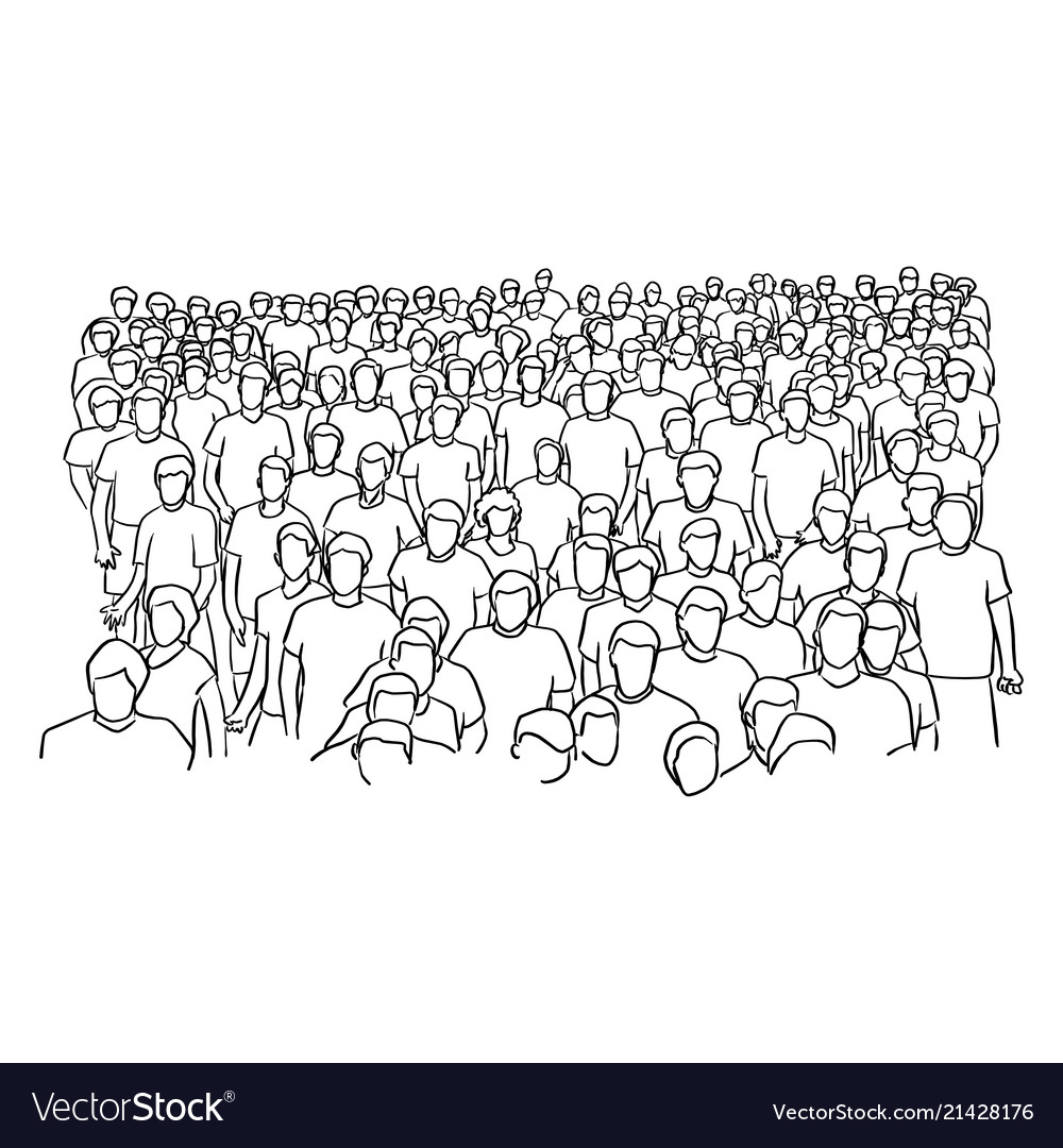 Crowd of people standing sketch Royalty Free Vector Image