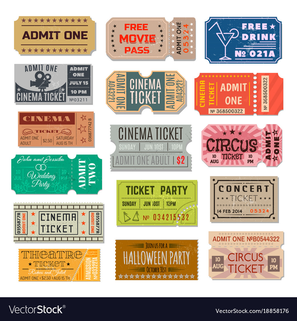 Event ticket collection Royalty Free Vector Image