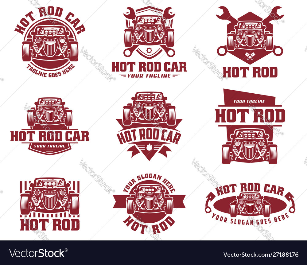 Hot rod car logo hotrod emblem Royalty Free Vector Image