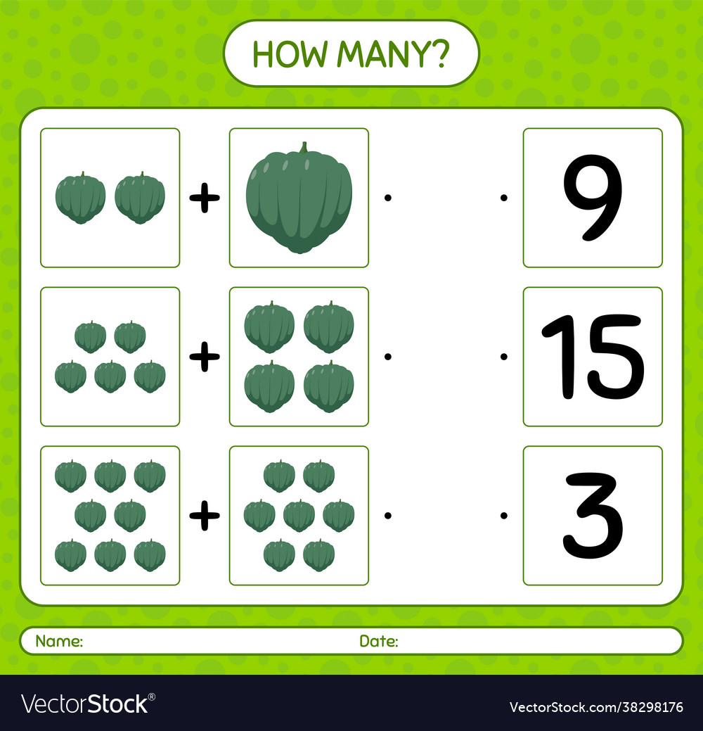 How many counting game with acorn squash vector image How many counting game with acorn squash