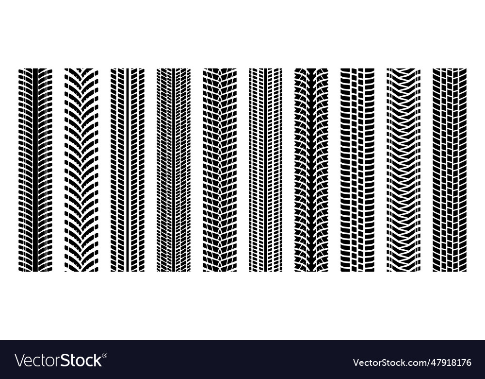 Machinery tire tracks motorcycle and car tires Vector Image