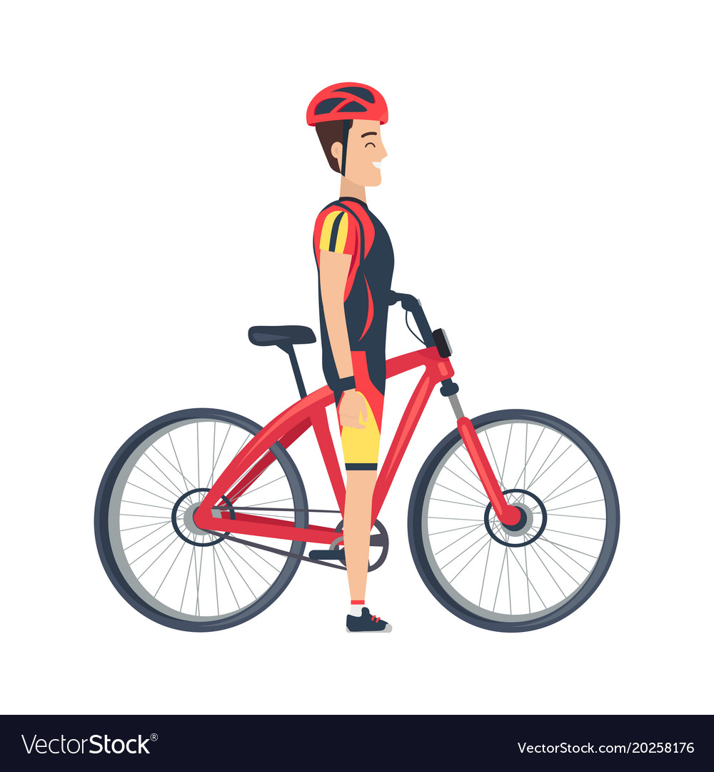 Male Stand Near Bike Isolated Royalty Free Vector Image