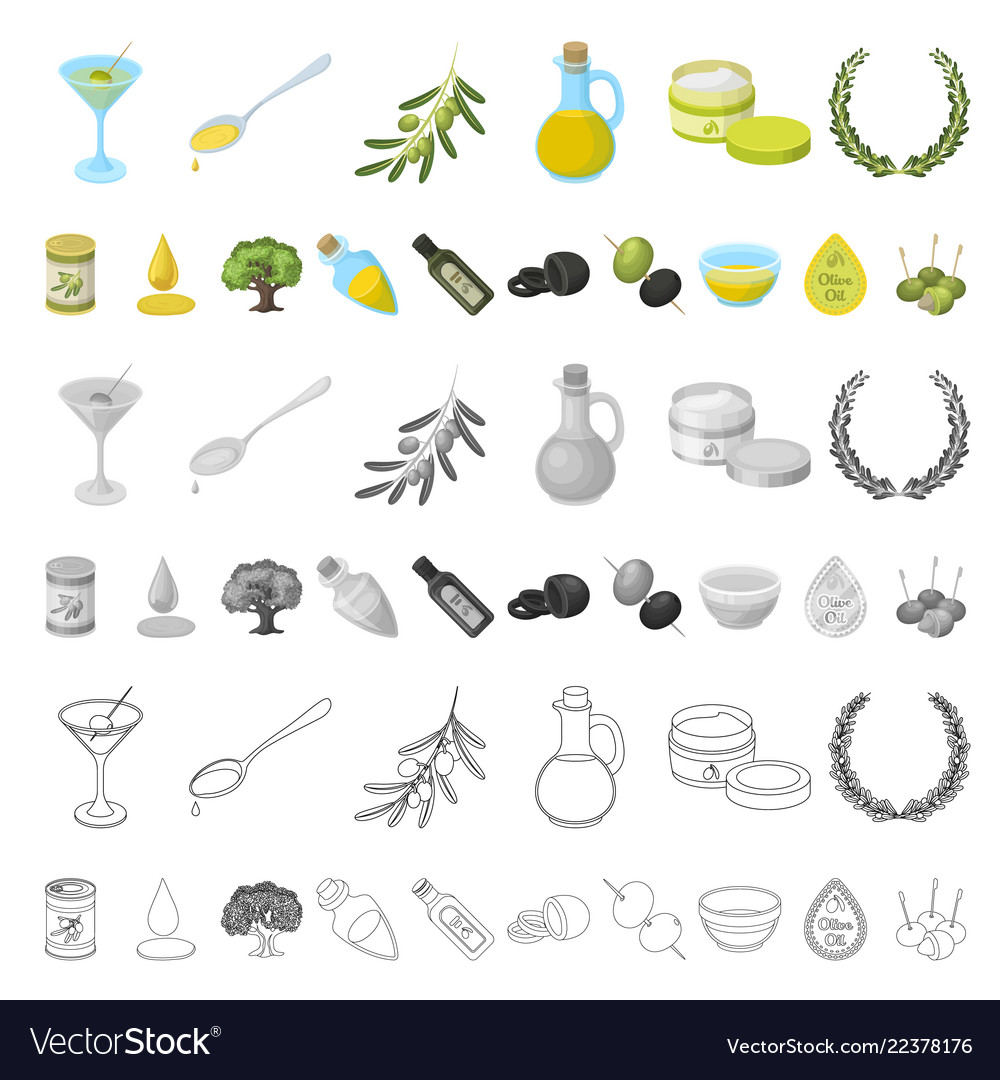 Olive food cartoon icons in set collection