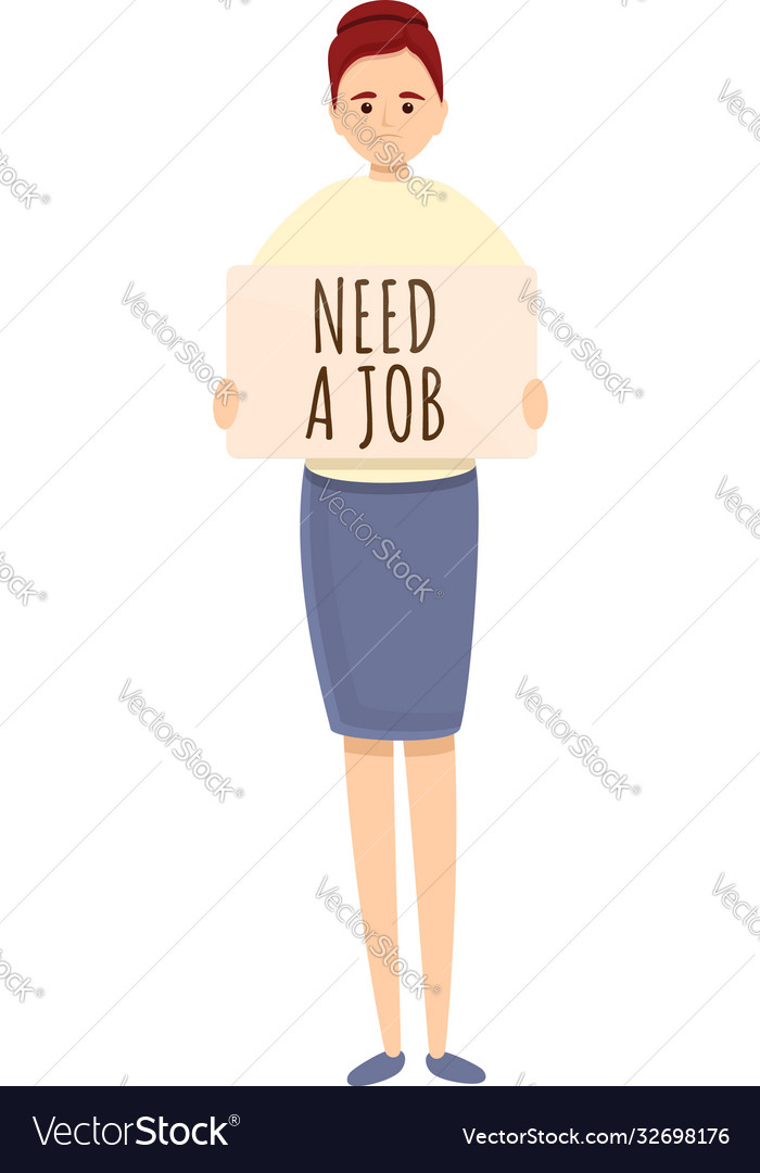 Seeking Job Woman Icon Cartoon Style Royalty Free Vector