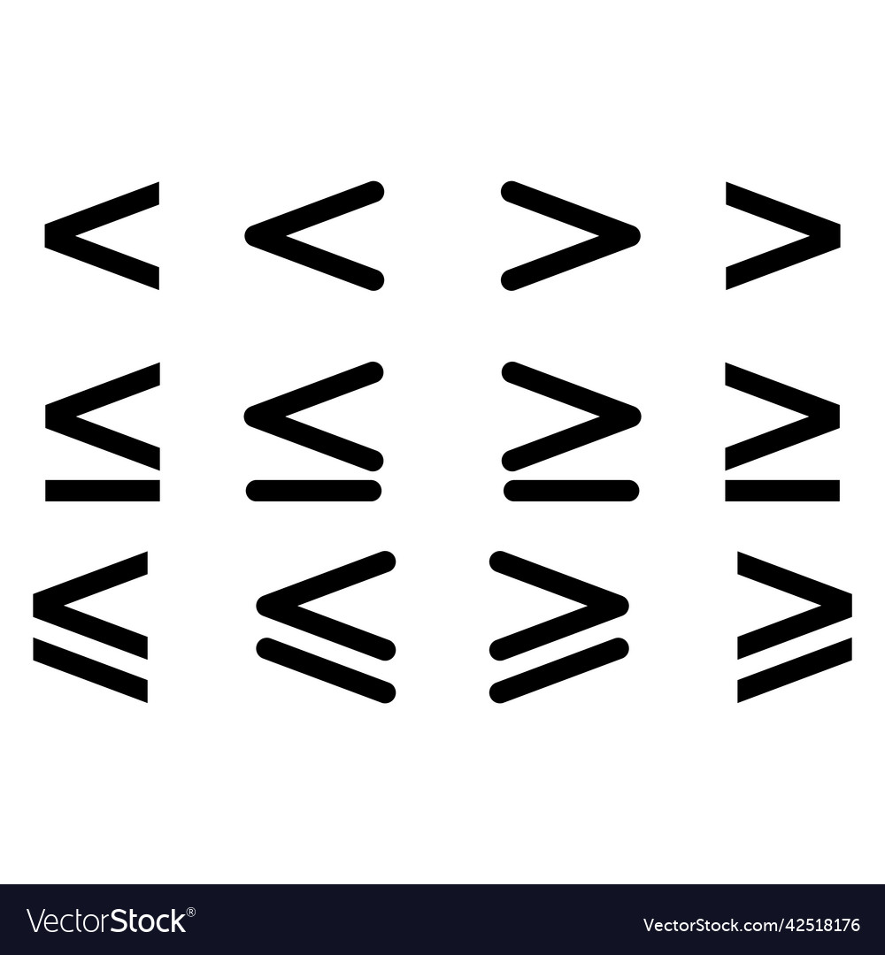 Set of greater than or less mathematics Vector Image Set of greater than or less mathematics