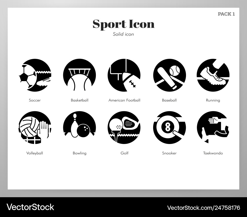 Sport icons solid pack Royalty Free Vector Image