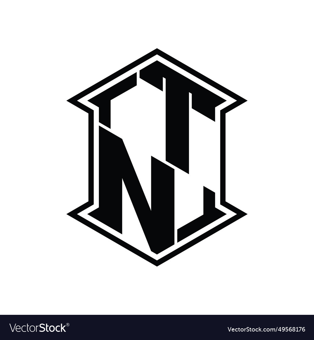 Tn logo monogram hexagon shield shape up and down