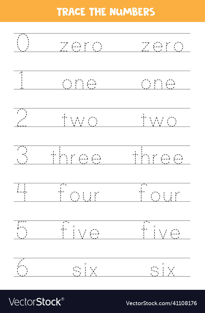 tracing-numbers-in-words-worksheet-for-children-vector-image