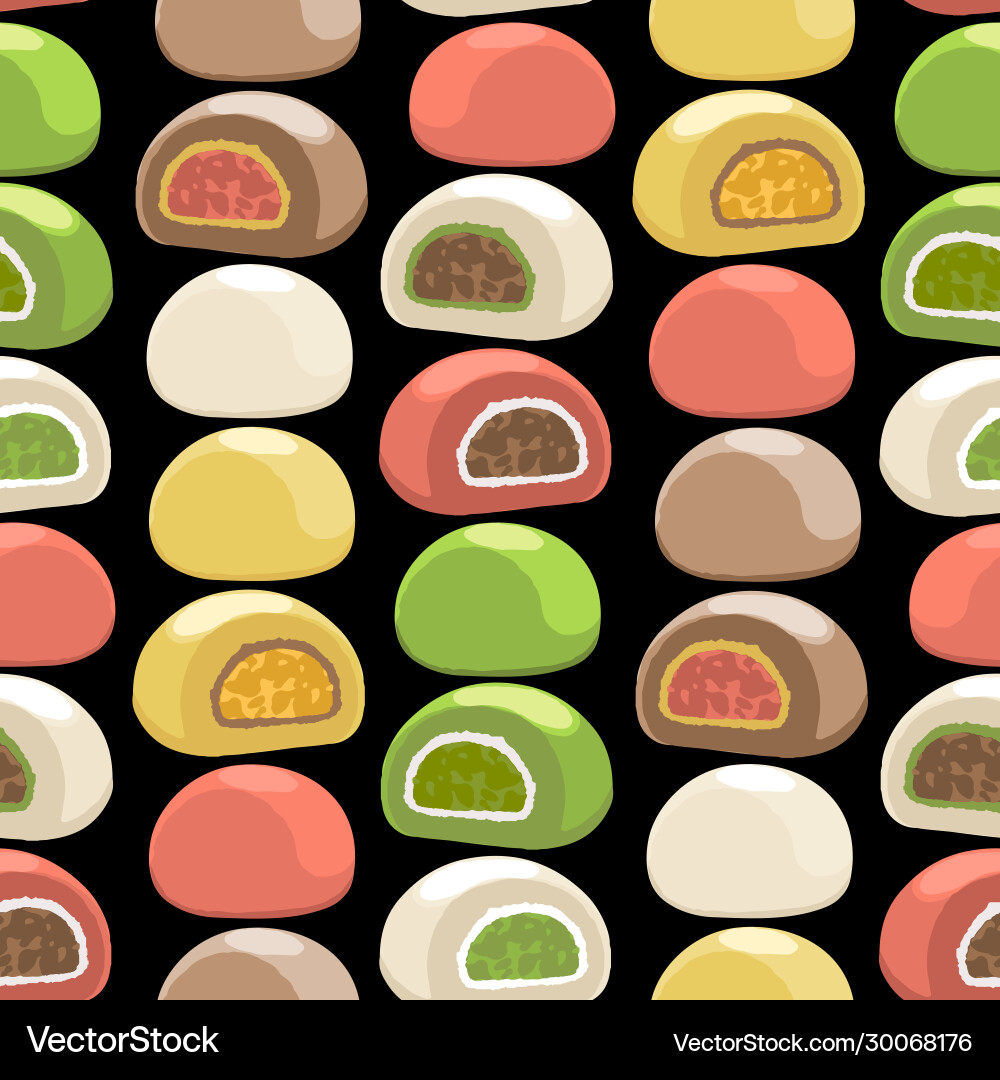 Traditional Japanese Mochi Desserts Different Vector Image