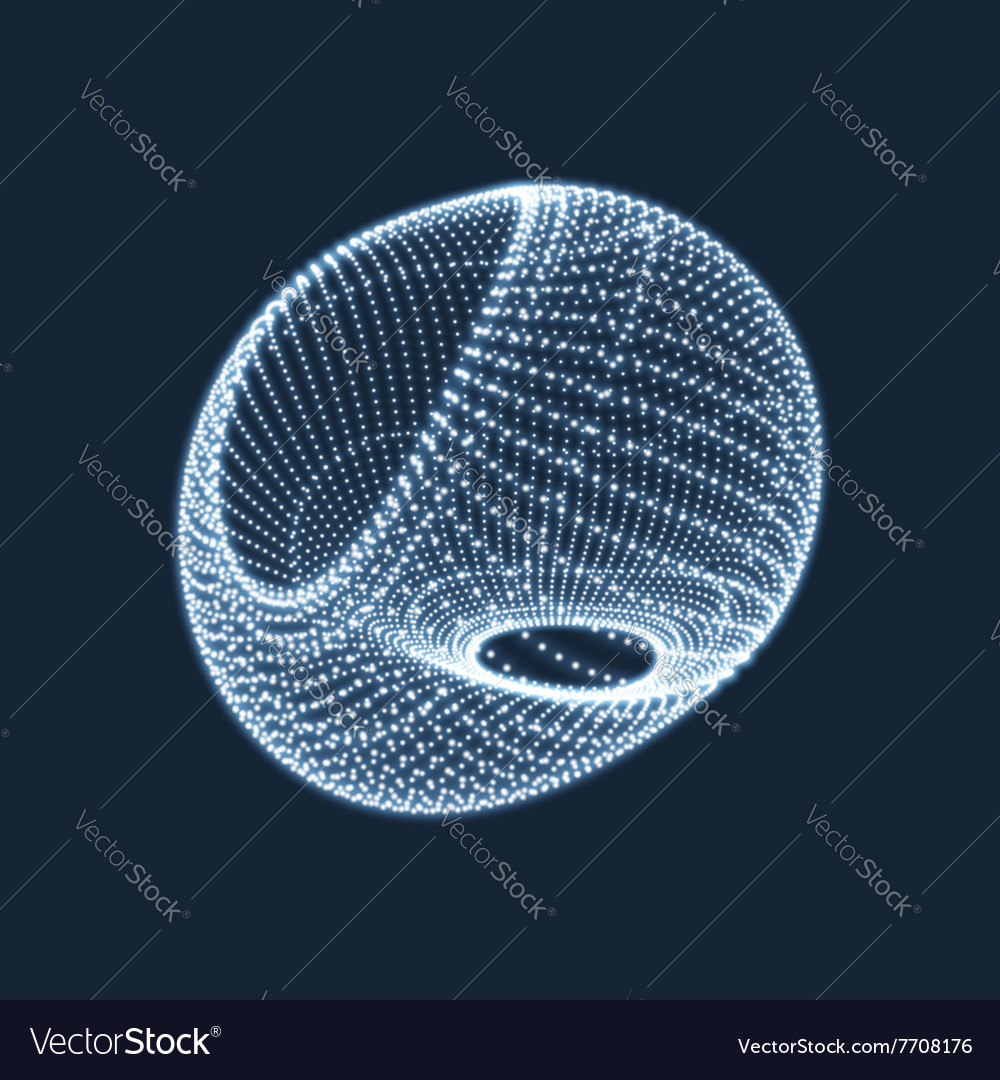 Wireframe object with dots 3d glowing grid