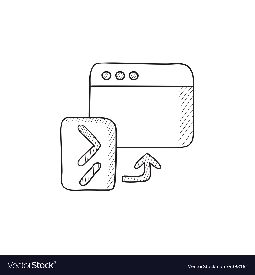 Browser window with terminal startup sketch icon