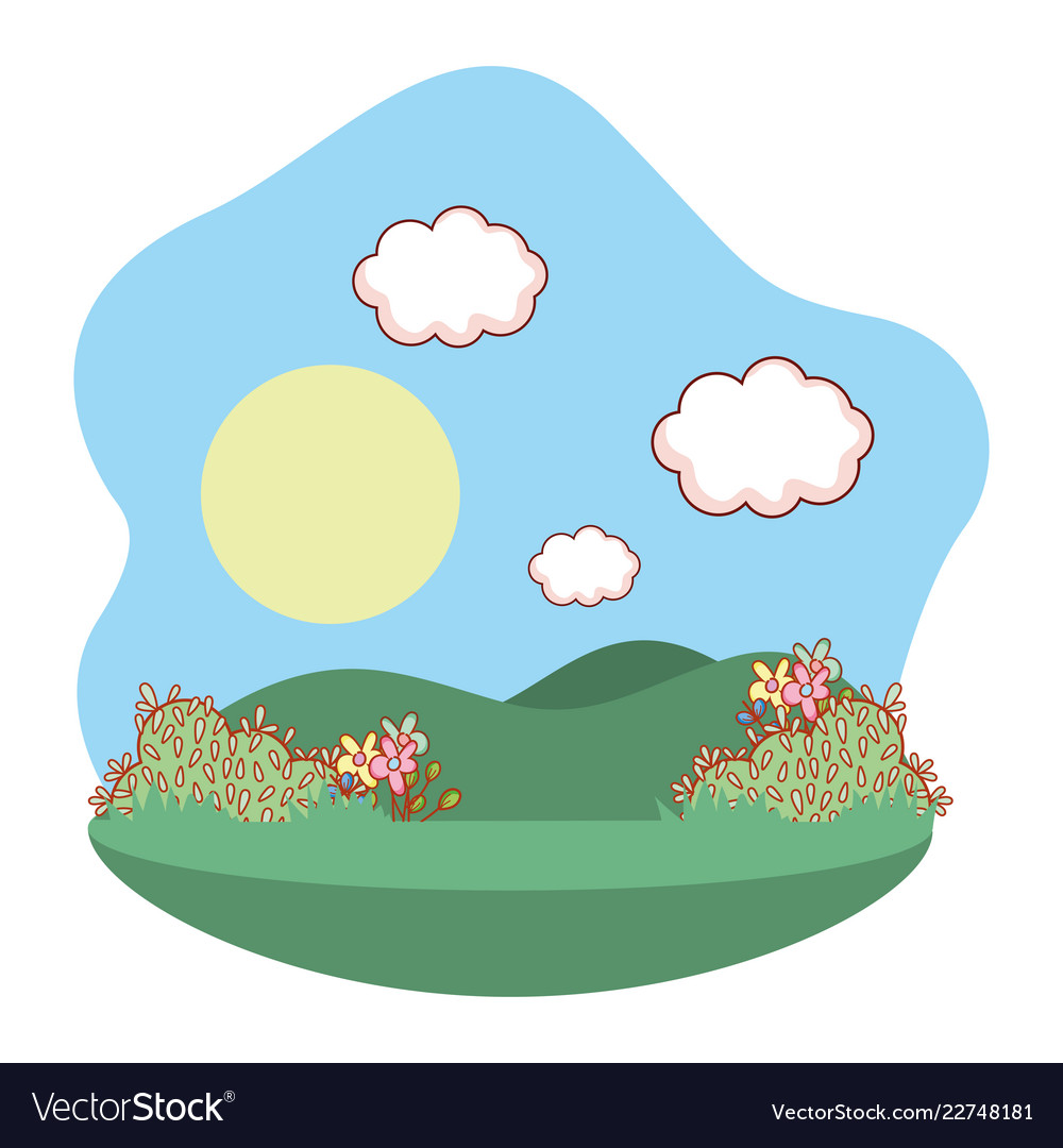 Outdoors landscape scenery cartoon Royalty Free Vector Image