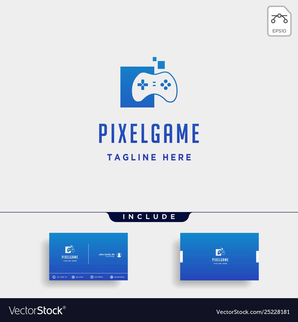 Pixel game logo design icon element isolated vector image Pixel game logo design icon element isolated