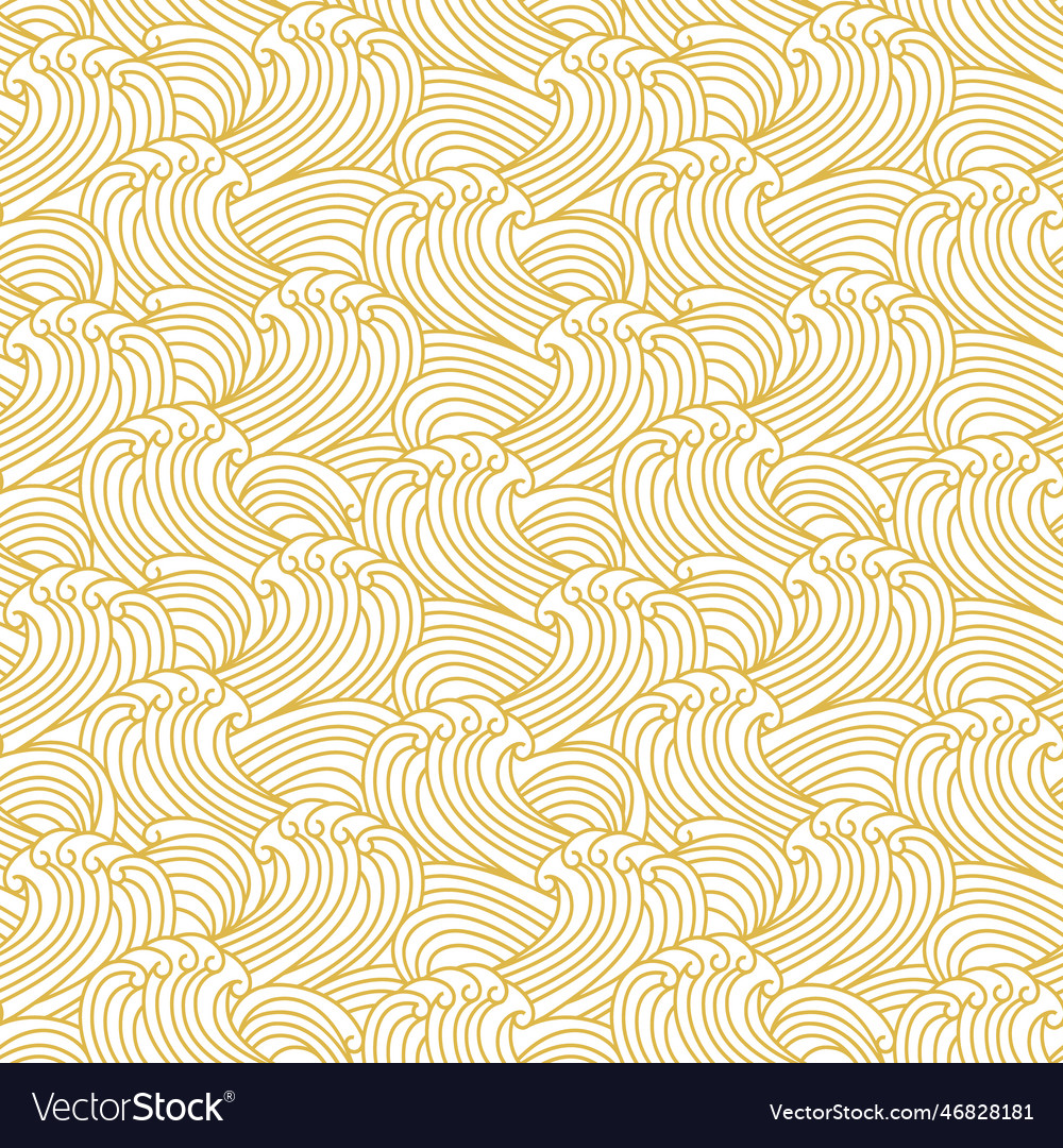 Seamless pattern with golden wave in chinese style vector image Seamless pattern with golden wave in chinese style