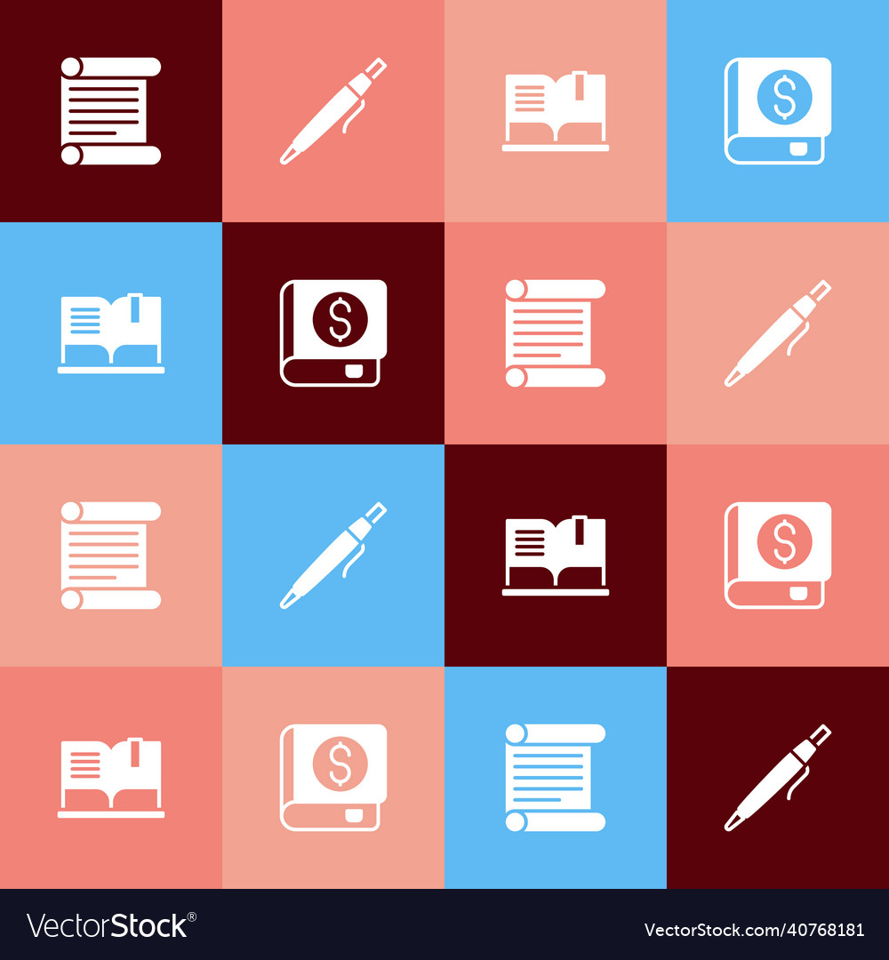 Set pop art decree parchment scroll pen open vector image Set pop art decree parchment scroll pen open
