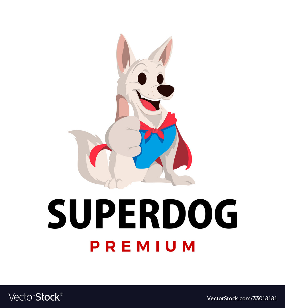 Super dog thump up mascot character logo icon Vector Image