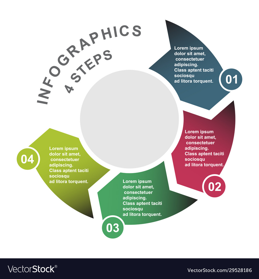 4 step element in four colors with labels vector image 4 step element in four colors with labels