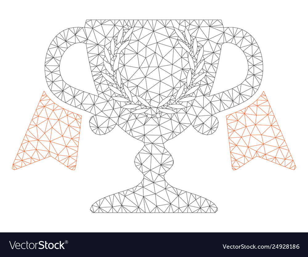 Award cup polygonal frame mesh vector image Award cup polygonal frame mesh