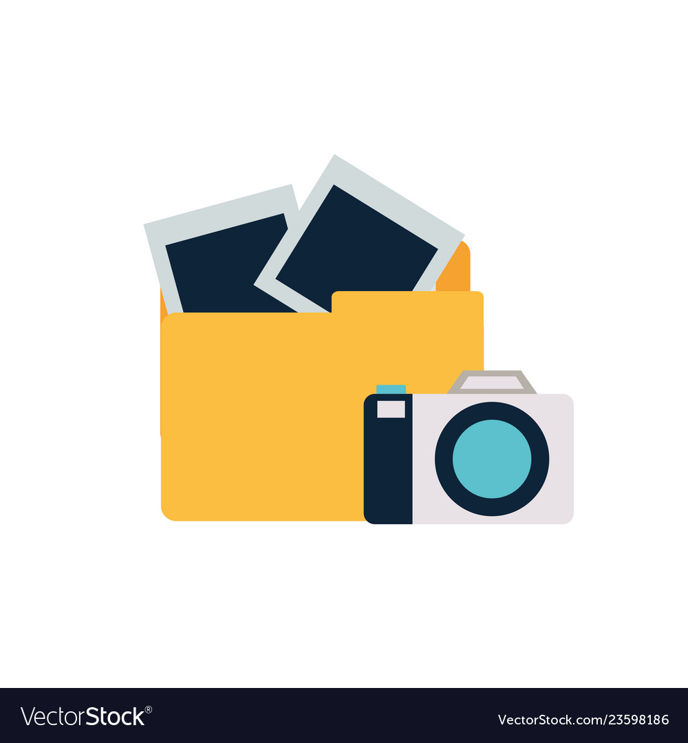 Camera with set icons isolated icon vector image Camera with set icons isolated icon