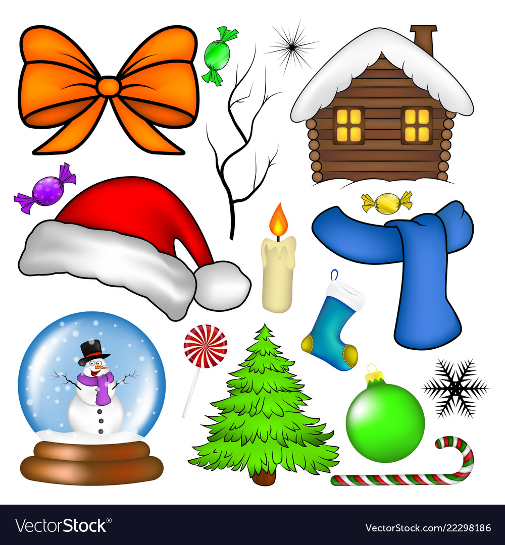 Weihnachtssymbol Set Ikone Design Winter isoliert Vector Image Weihnachtssymbol Set Ikone Design Winter isoliert
