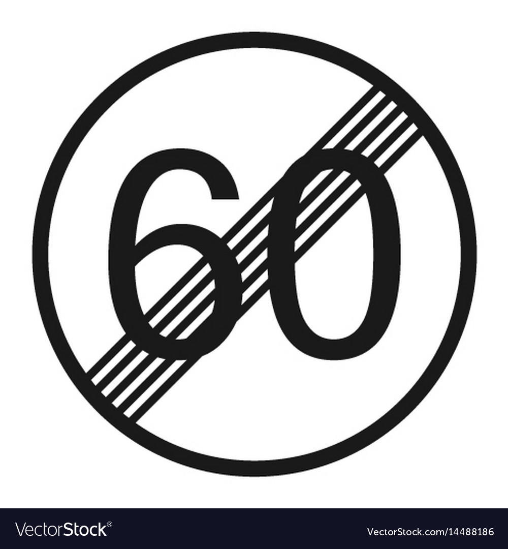 End maximum speed limit 60 sign line icon