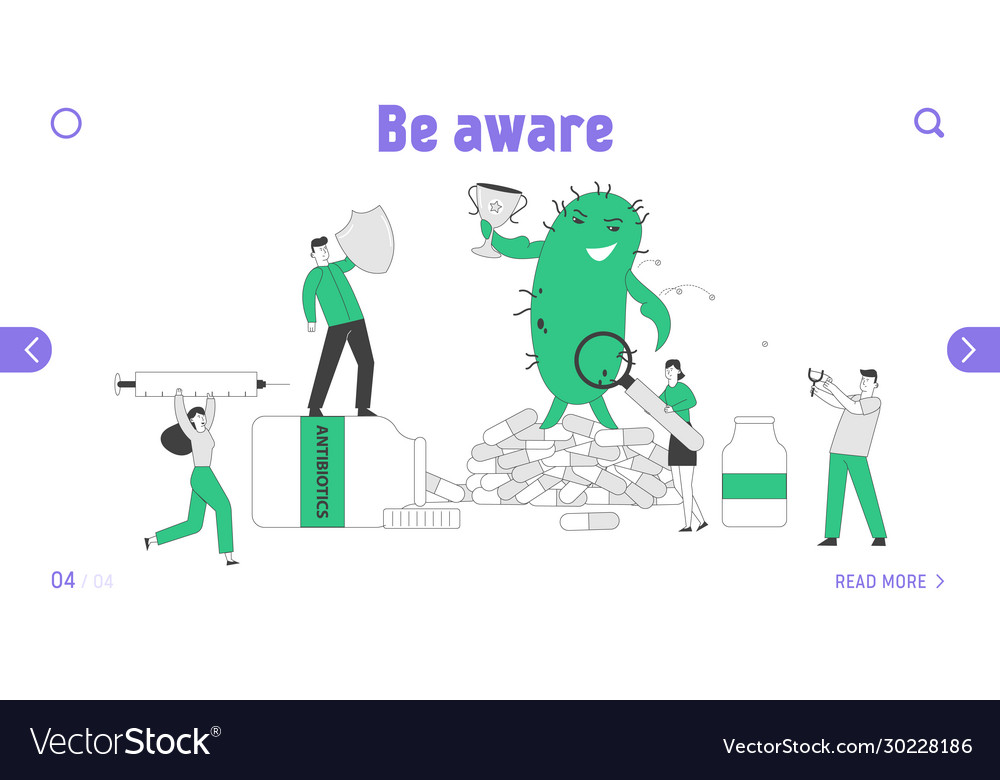 Fight with bacterium landing page template people