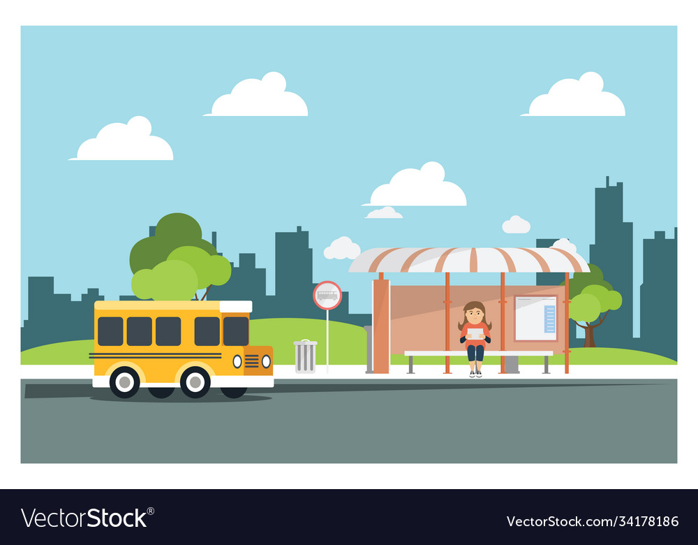 Flat waiting for bus at stop