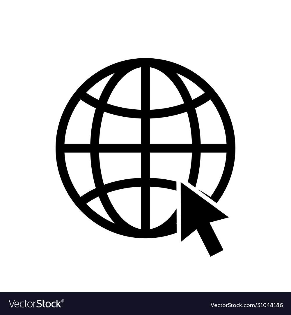 Globe earth icon with pointer isolated on white vector image Globe earth icon with pointer isolated on white