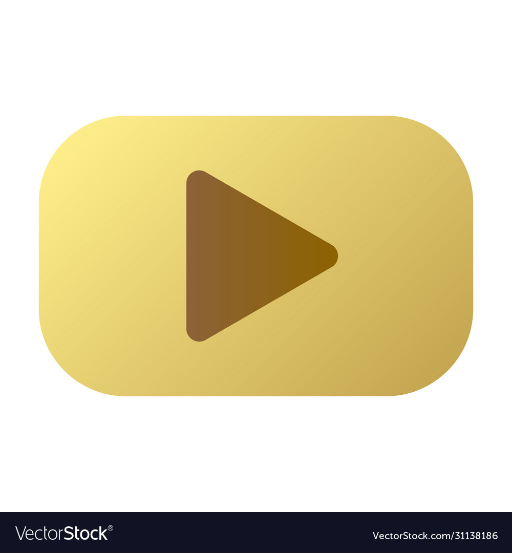 Golden button with play icon vector image Golden button with play icon