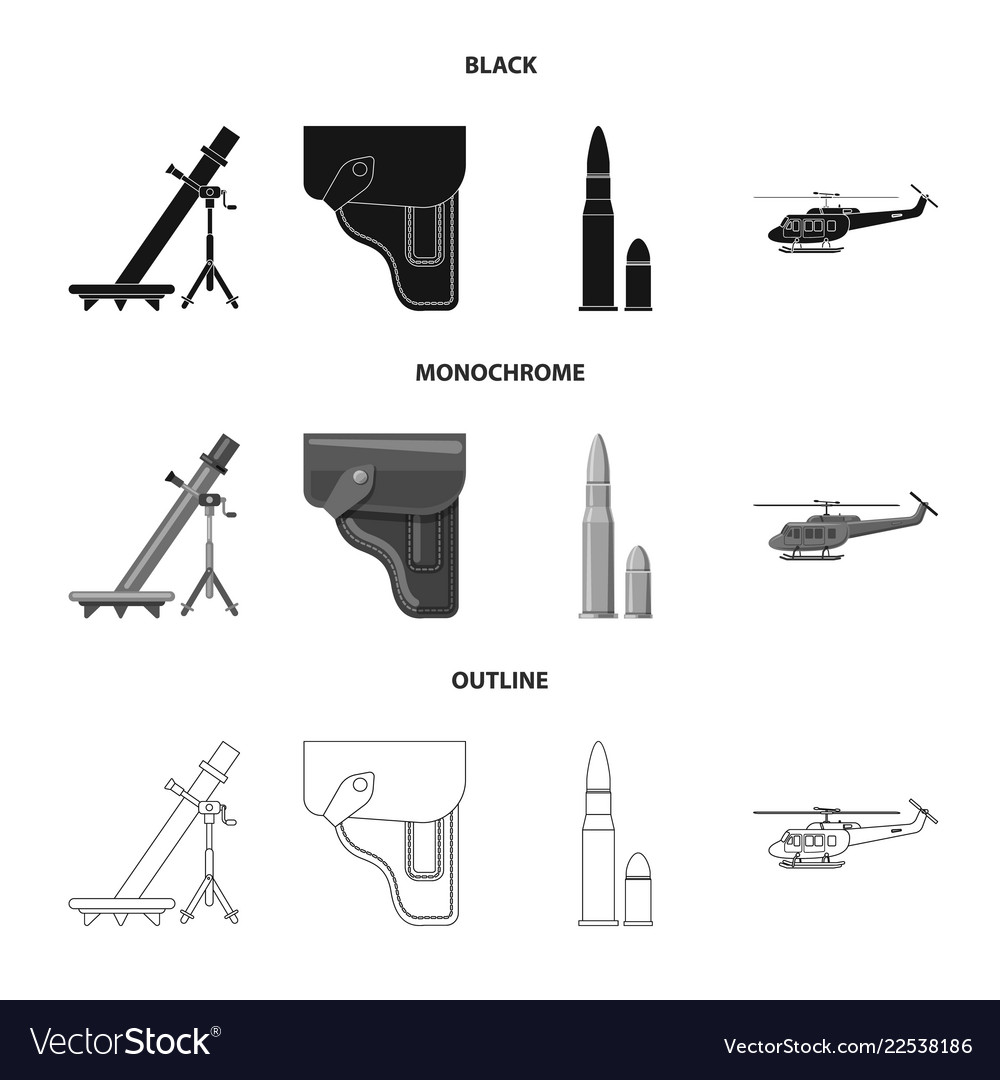 Isolated object of weapon and gun symbol set Vector Image Isolated object of weapon and gun symbol set