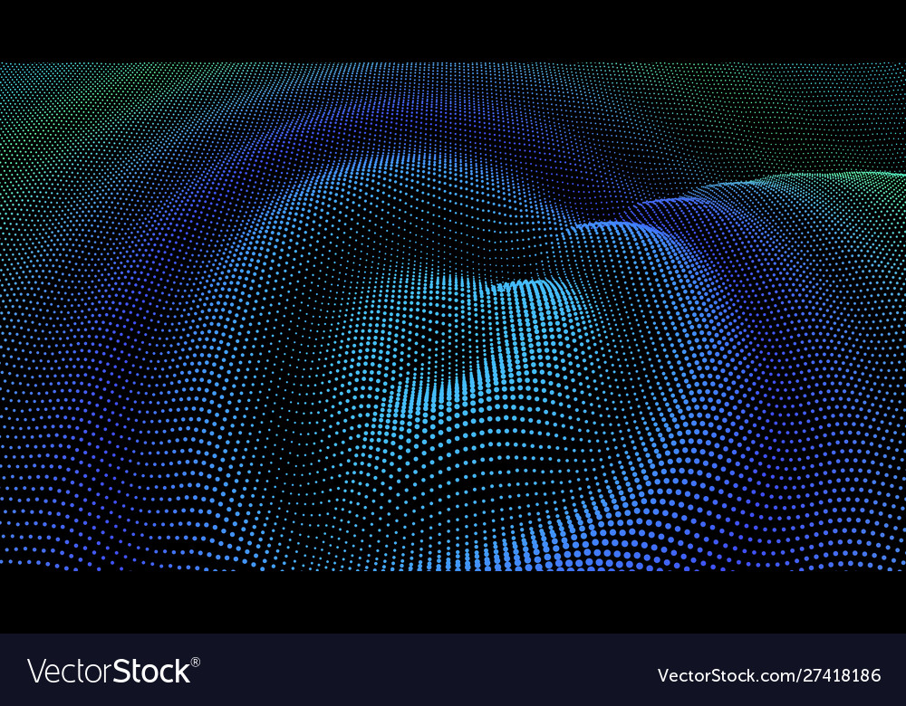 Particle 3d wavy ripple effect color grid surface